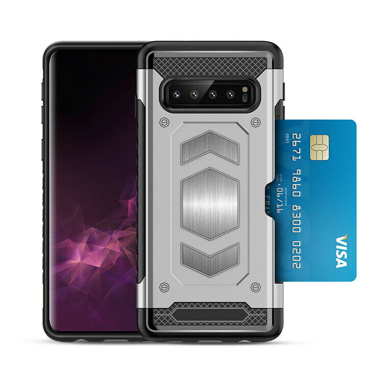Protectores para celular  para Samsung  S10e Funda reforzada con porta tarjeta Plateado